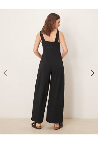 ASOS DESIGN button through jumpsuit in black