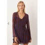 ASOS DESIGN wrap mini dress with ties in burgundy stripe