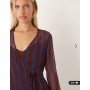 ASOS DESIGN wrap mini dress with ties in burgundy stripe