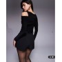 ASOS DESIGN cold shoulder drape slinky bodysuit in black