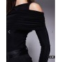 ASOS DESIGN cold shoulder drape slinky bodysuit in black