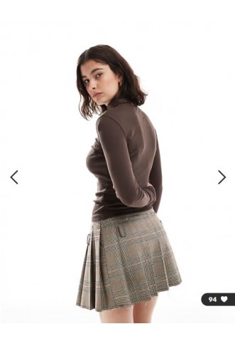 Brave Soul long sleeve ribbed rollneck top in brown