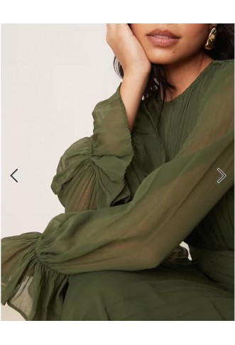 ASOS DESIGN high neck ruched belt detail maxi dress in dark green