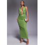 ASOS DESIGN mesh trim waist drape midi dress in green