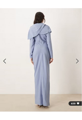 ASOS DESIGN Tall high neck draped bodice maxi dress in mid blue