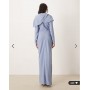 ASOS DESIGN Tall high neck draped bodice maxi dress in mid blue