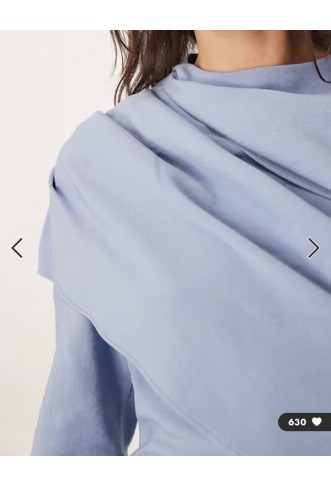 ASOS DESIGN Tall high neck draped bodice maxi dress in mid blue