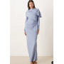 ASOS DESIGN Tall high neck draped bodice maxi dress in mid blue