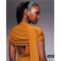 ASOS DESIGN mesh cape detail maxi dress with draped back in burnt yellow