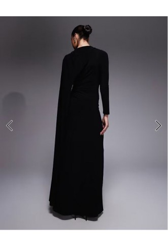 Daska one shoulder cape maxi dress in black