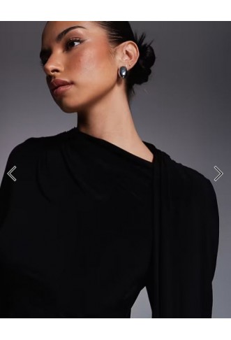 Daska one shoulder cape maxi dress in black