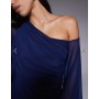 ASOS DESIGN off shoulder wide sleeve draped maxi dress in navy