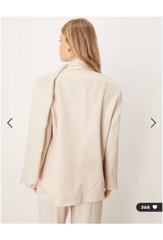 ASOS DESIGN occasion satin blazer with scarf detail in cream