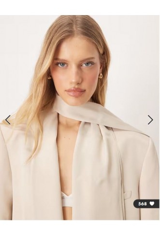 ASOS DESIGN occasion satin blazer with scarf detail in cream