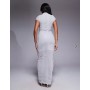 ASOS DESIGN ribbed glitter cap sleeve midi bodycon dress in silver