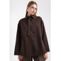 ASOS DESIGN oversized tie neck shirt in chocolate