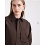 ASOS DESIGN oversized tie neck shirt in chocolate