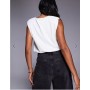 ASOS DESIGN polyamide shoulder pad bubble top in ivory