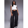ASOS DESIGN polyamide shoulder pad bubble top in ivory