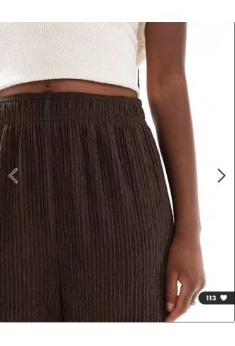 New Look textured wide leg trousers in dark brown