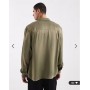 ASOS DESIGN relaxed satin shirt in khaki