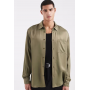 ASOS DESIGN relaxed satin shirt in khaki