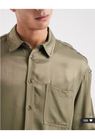 ASOS DESIGN relaxed satin shirt in khaki