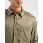 ASOS DESIGN relaxed satin shirt in khaki