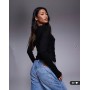 ASOS DESIGN soft jersey drape long sleeve top in black