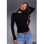 ASOS DESIGN soft jersey drape long sleeve top in black