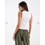 ASOS DESIGN ribbed popper detail vest in white