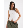 ASOS DESIGN ribbed popper detail vest in white