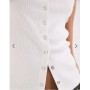 ASOS DESIGN ribbed popper detail vest in white
