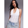 ASOS DESIGN lace plunge halter neck bodysuit in white