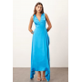ARRANGE satin square cut maxi dress with twist shoulder in azure blue