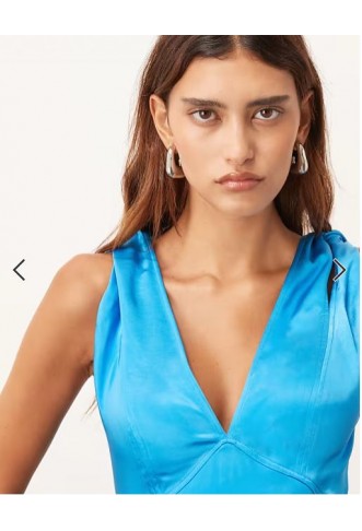 ARRANGE satin square cut maxi dress with twist shoulder in azure blue