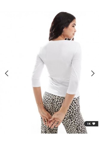 Vero Moda quarter sleeve boat neck t-shirt in white