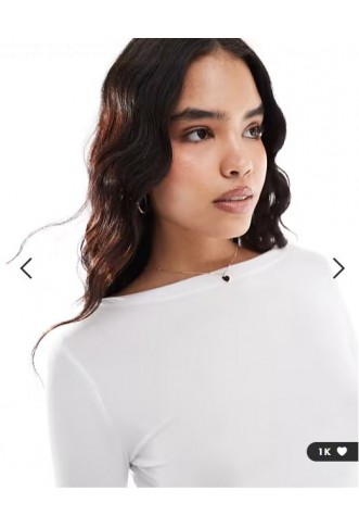 Vero Moda quarter sleeve boat neck t-shirt in white