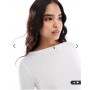Vero Moda quarter sleeve boat neck t-shirt in white