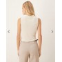 ASOS DESIGN slinky high neck ruched top in cream