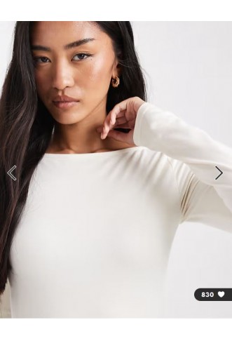 Miss Selfridge sculpted boat neck bodysuit in cream