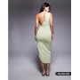 ASOS DESIGN one shoulder midi dress in sage in scuba-style fabric
