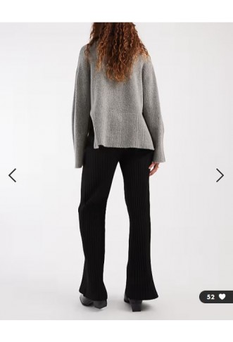 Miss Selfridge rib wide leg trouser in black