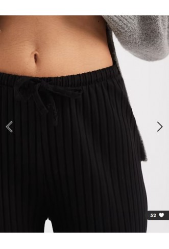 Miss Selfridge rib wide leg trouser in black