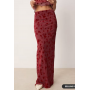 ASOS DESIGN flocked mesh low rise co ord maxi skirt in red