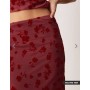 ASOS DESIGN flocked mesh low rise co ord maxi skirt in red