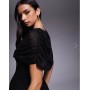 ASOS DESIGN mesh cape detail maxi dress in black