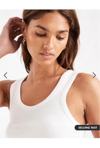 ASOS DESIGN thick binding rib scoop neck vest in white