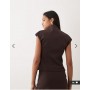 ASOS DESIGN co-ord collar detail top in brown
