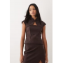 ASOS DESIGN co-ord collar detail top in brown